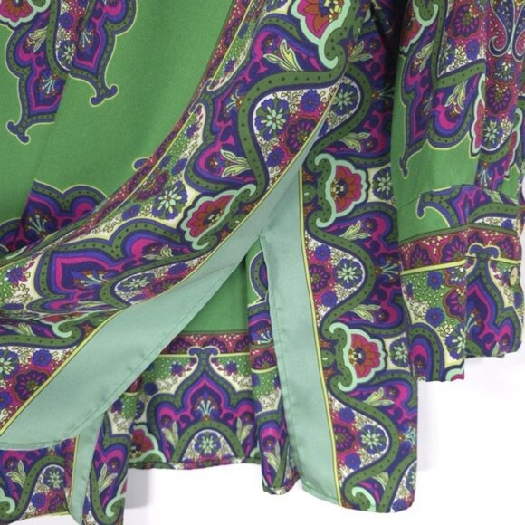 ZARA Green Floral Printed Long Button Shirt Blouse MEDIUM 8745/279 Slit Paisley - Picture 11 of 14